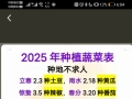 2025年蔬菜种植时间表